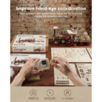 ⁦ROKR Steam Locomotive 3D Wooden Puzzle – Mechanical Model Kit (LKA01) مجسم القطار البخاري الخشبي المتحرك – بازل ثلاثي الأبعاد ميكانيكي (469 قطعة)⁩ - الصورة ⁦4⁩