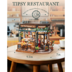 ⁦Robotime Rolife Tipsy Restaurant DIY Miniature House مجسم مطعم كلاسيكي ثلاثي الأبعاد – DIY للكبار⁩ - الصورة ⁦5⁩