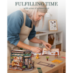 ⁦Robotime Rolife Tipsy Restaurant DIY Miniature House مجسم مطعم كلاسيكي ثلاثي الأبعاد – DIY للكبار⁩ - الصورة ⁦4⁩