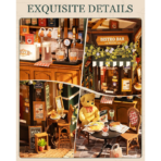 ⁦Robotime Rolife Tipsy Restaurant DIY Miniature House مجسم مطعم كلاسيكي ثلاثي الأبعاد – DIY للكبار⁩ - الصورة ⁦8⁩