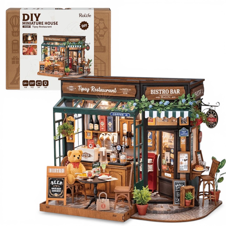 Robotime Rolife Tipsy Restaurant DIY Miniature House مجسم مطعم كلاسيكي ثلاثي الأبعاد – DIY للكبار Robotime Rolife Tipsy Restaurant DIY Miniature House مجسم مطعم كلاسيكي ثلاثي الأبعاد – DIY للكبار - الصورة 1