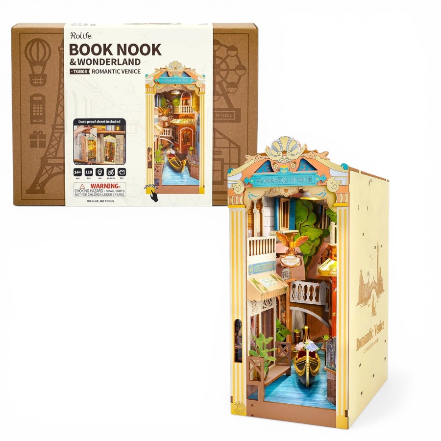 Rolife DIY Book Nook Kit – Romantic Venice TGB08 مجسم Book Nook خشبي ثلاثي الأبعاد – فينيسيا الرومانسية (DIY للكبار) Rolife DIY Book Nook Kit – Romantic Venice TGB08 مجسم Book Nook خشبي ثلاثي الأبعاد – فينيسيا الرومانسية (DIY للكبار) - الصورة 1