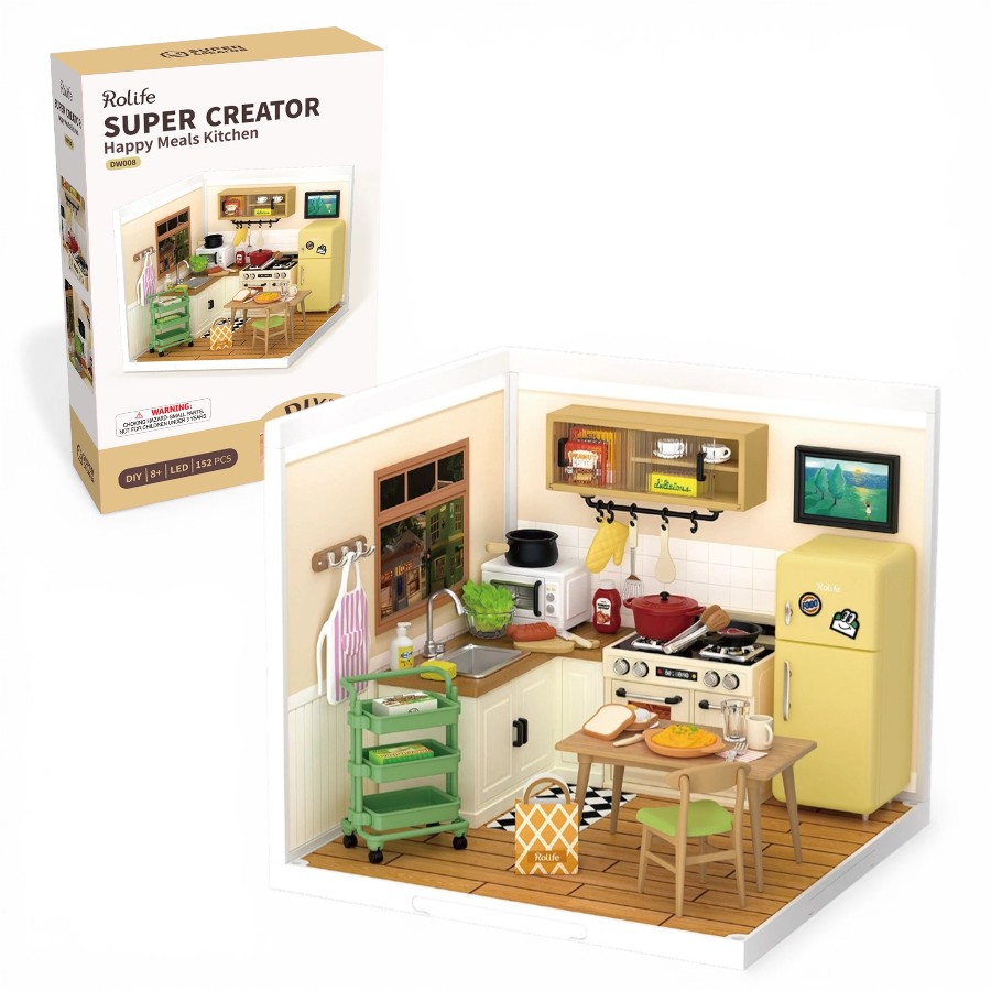 Rolife Happy Meals Kitchen Miniature House DW008 مجسم مطبخ منزلي دافئ ثلاثي الأبعاد – DIY للكبار Rolife Happy Meals Kitchen Miniature House DW008 مجسم مطبخ منزلي دافئ ثلاثي الأبعاد – DIY للكبار - الصورة 1