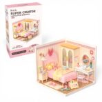 Rolife Lovely Pink Bedroom – Super Creator Miniature House DW016 مجسم غرفة نوم وردية أنيقة