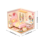 ⁦Rolife Lovely Pink Bedroom – Super Creator Miniature House DW016 مجسم غرفة نوم وردية أنيقة⁩ - الصورة ⁦8⁩