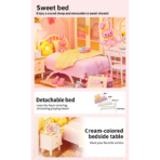 ⁦Rolife Lovely Pink Bedroom – Super Creator Miniature House DW016 مجسم غرفة نوم وردية أنيقة⁩ - الصورة ⁦5⁩