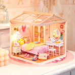⁦Rolife Lovely Pink Bedroom – Super Creator Miniature House DW016 مجسم غرفة نوم وردية أنيقة⁩ - الصورة ⁦2⁩