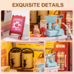 ⁦Rolife Strawberry Milk Box DIY Miniature House DS034 مجسم متجر حليب الفراولة المصغّر ثلاثي الأبعاد – DIY للكبار⁩ - الصورة ⁦5⁩