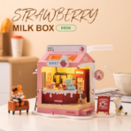 ⁦Rolife Strawberry Milk Box DIY Miniature House DS034 مجسم متجر حليب الفراولة المصغّر ثلاثي الأبعاد – DIY للكبار⁩ - الصورة ⁦2⁩