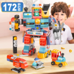 ⁦Transforming Robot Building Blocks Set – 172PCS DIY Super Machine روبوت التحوّل العملاق – لعبة تركيب ميكانيكية مع مفك (172 قطعة)⁩ - الصورة ⁦2⁩