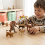 ⁦Wild Animals Forest Set – Animal Figures Playset مجموعة حيوانات الغابة والجبال –نمر وغزال ووعل جبلي– مجسمات حيوانات برية للأطفال⁩ - الصورة ⁦2⁩