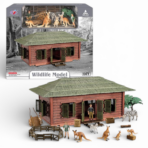 Wildlife Animal House Playset with Figures – Set A or B بيت الحيوانات البرية مع مجسمات الحيوانات – لعبة Wildlife للأطفال (A / B)