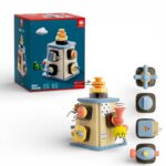 Wooden Busy Activity Tower for Toddlers برج الأنشطة الخشبي للأطفال – لعبة مونتيسوري متعددة الأنشطة