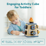 ⁦Wooden Busy Activity Tower for Toddlers برج الأنشطة الخشبي للأطفال – لعبة مونتيسوري متعددة الأنشطة⁩ - الصورة ⁦5⁩