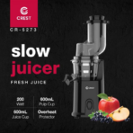 ⁦Crest Slow Juicer CR-5273 Cold Press Juicer for Fruits & Vegetables عصارة بطيئة كريست عصارة فواكه وخضار⁩ - الصورة ⁦2⁩