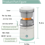 ⁦Portable USB Rechargeable Citrus Juicer – Hands Free Electric Orange Juicer عصارة حمضيات كهربائية لاسلكية محمولة USB – عصر تلقائي بضغطة زر⁩ - الصورة ⁦8⁩