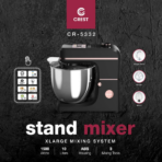⁦CREST Digital Touch Screen Stand Mixer 10L – 1500W | CR-5332 خلاط كهربائي ثابت كريست مع شاشة لمس رقمية 10 لتر⁩ - الصورة ⁦2⁩