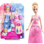 Disney Princess Cinderella 2-in-1 Stories Fashion Doll Playset دمية الأميرة سندريلا 2 في 1 من ديزني مع أزياء وإكسسوارات متنوعة