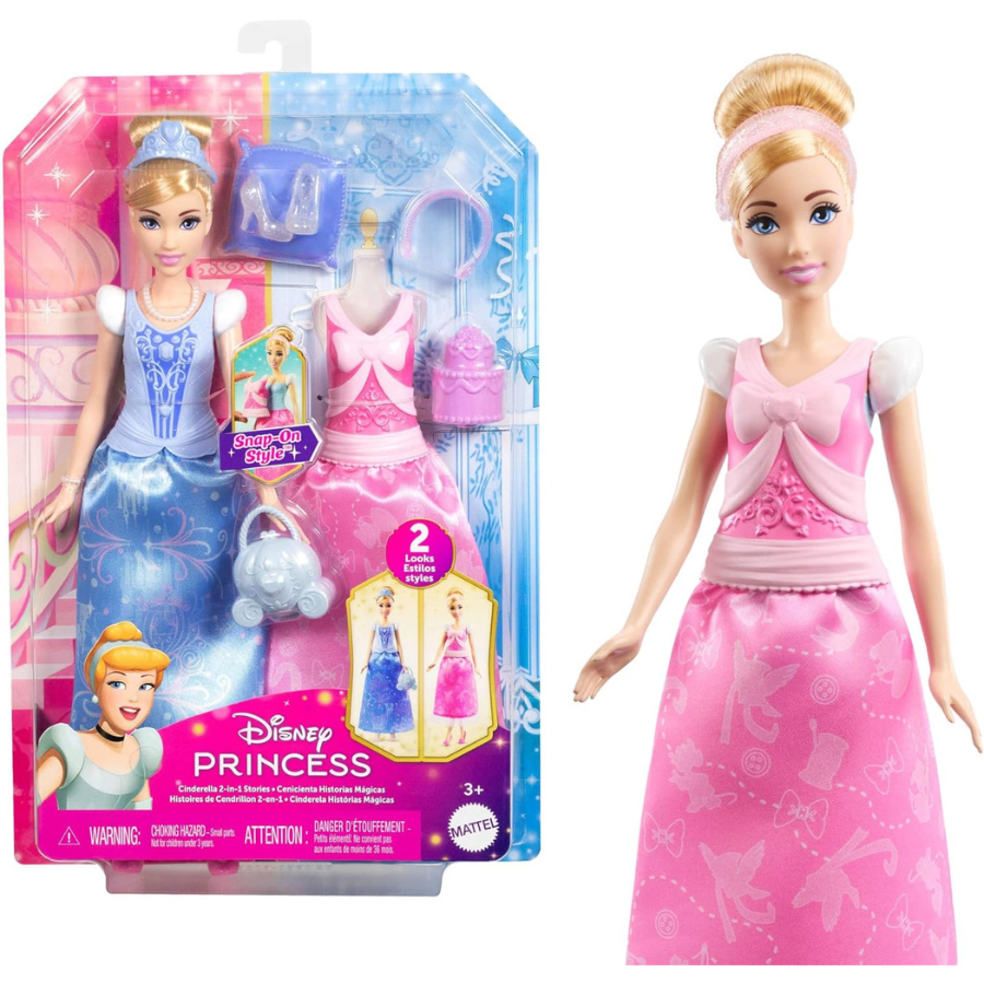 Disney Princess Cinderella 2-in-1 Stories Fashion Doll Playset دمية الأميرة سندريلا 2 في 1 من ديزني مع أزياء وإكسسوارات متنوعة Disney Princess Cinderella 2-in-1 Stories Fashion Doll Playset دمية الأميرة سندريلا 2 في 1 من ديزني مع أزياء وإكسسوارات متنوعة - الصورة 1