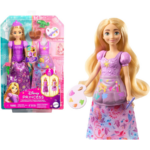Mattel Disney Princess Rapunzel 2-in-1 Stories Fashion Doll Playset with 9 Accessories دمية الأميرة رابونزل 2 في 1 من ديزني ماتيل – أزياء وإكسسوارات