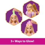 ⁦Mattel Disney Princess Rapunzel Fashion Doll with Light-Up Hair, Pascal Figure & 7 Styling Accessories دمية الأميرة رابونزل من ديزني ماتيل – شعر مضيء وإكسسوارات تصفيف⁩ - الصورة ⁦3⁩