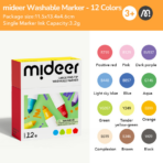 ⁦Mideer Large Fine-Tip Washable Markers – 12 Colors MD1549 ميدير – أقلام تلوين قابلة للغسل برأس رفيع – 12 لون⁩ - الصورة ⁦2⁩