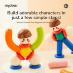⁦Mideer Rainbow Plus Magnetic Building Sticks – 32 Pieces MD1588 ميدير – أعواد البناء المغناطيسية رينبو بلس – 32 قطعة⁩ - الصورة ⁦5⁩
