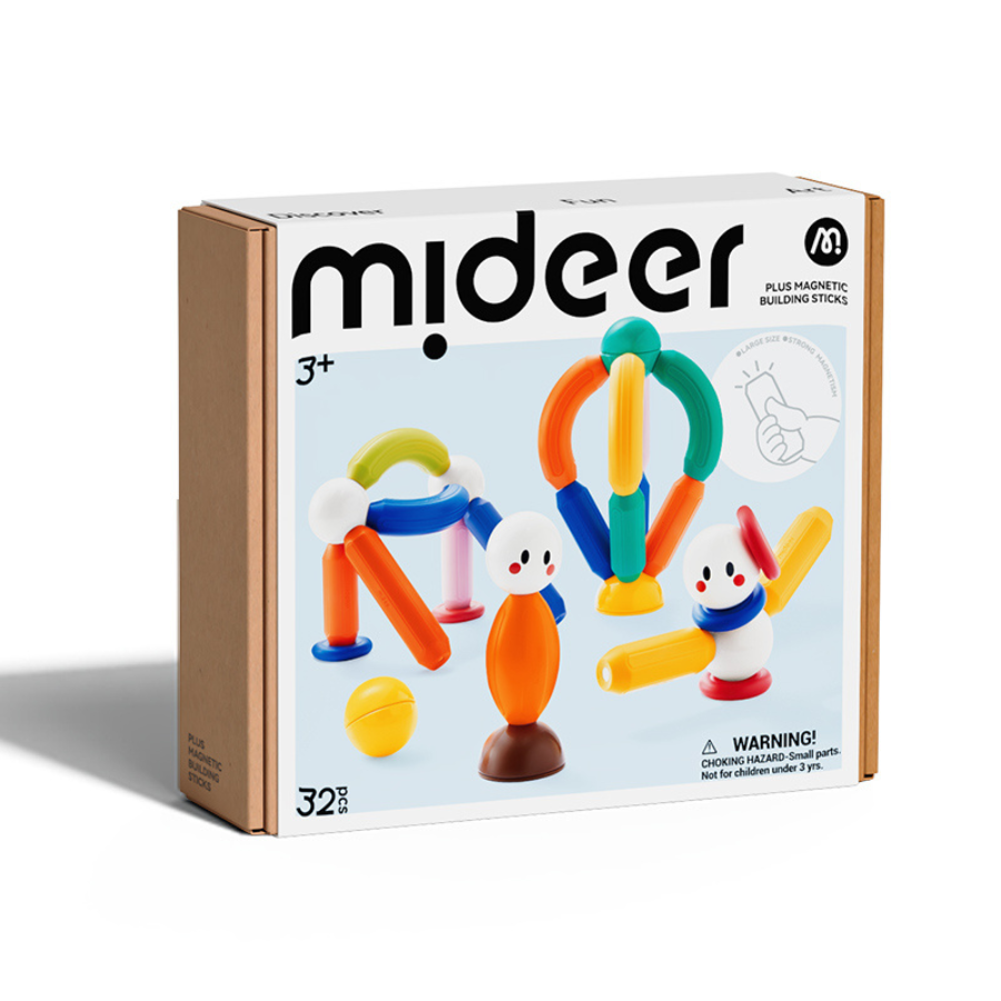 Mideer Rainbow Plus Magnetic Building Sticks – 32 Pieces MD1588 ميدير – أعواد البناء المغناطيسية رينبو بلس – 32 قطع Mideer Rainbow Plus Magnetic Building Sticks – 32 Pieces MD1588 ميدير – أعواد البناء المغناطيسية رينبو بلس – 32 قطعة - الصورة 1