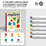 ⁦Mideer Rotary Washable Crayon Refills – 6 Colors MD4258 ميدير – عبوات إعادة تعبئة أقلام الشمع الدوارة القابلة للغسل – 6 ألوان⁩ - الصورة ⁦2⁩