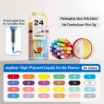 ⁦Mideer Straight Liquid Acrylic Markers – 24 Colors MD2331 ميدير – أقلام أكريليك سائلة متعددة الأسطح – 24 لون⁩ - الصورة ⁦2⁩