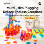 ⁦Mideer Translucent Color Snowflake Blocks – 150 Pieces MD1687 ميدير – مكعبات رقاقات الثلج الشفافة الملونة – 150 قطعة⁩ - الصورة ⁦2⁩