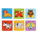 TOOKY TOY 6-in-1 Mini Animal Puzzle TL636 لعبة البازل الخشبية 6 في 1 – حيوانات صغيرة