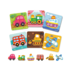 TOOKY TOY 6-in-1 Wooden Puzzle – Vehicle – TL635 لعبة البازل الخشبية 6 في 1 – وسائل النقل
