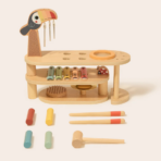 ⁦TOOKY TOY Folding Wooden Music Stage – Tropical Toucan Design – TP555  المسرح الموسيقي الخشبي القابل للطي بتصميم الببغاء⁩ - الصورة ⁦4⁩