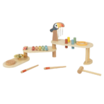 TOOKY TOY Folding Wooden Music Stage – Tropical Toucan Design – TP555  المسرح الموسيقي الخشبي القابل للطي بتصميم الببغاء