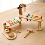 ⁦TOOKY TOY Folding Wooden Music Stage – Tropical Toucan Design – TP555  المسرح الموسيقي الخشبي القابل للطي بتصميم الببغاء⁩ - الصورة ⁦3⁩