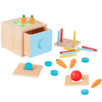 TOOKY TOY Montessori Wooden Coin Box with Drawer & 4 Inserts – TK320 صندوق مونتيسوري خشبي بدرج و4 أنشطة تعليمية
