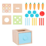⁦TOOKY TOY Montessori Wooden Coin Box with Drawer & 4 Inserts – TK320 صندوق مونتيسوري خشبي بدرج و4 أنشطة تعليمية⁩ - الصورة ⁦2⁩