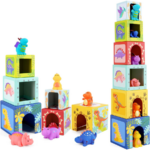 TOOKY TOY Nesting Boxes – Dinosaur – TF192 مكعبات التداخل والتكديس الديناصورات الخشبية