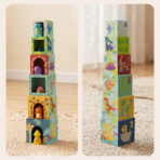 ⁦TOOKY TOY Nesting Boxes – Dinosaur – TF192 مكعبات التداخل والتكديس الديناصورات الخشبية⁩ - الصورة ⁦3⁩