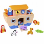 TOOKY TOY Wooden Ark Shape Sorter – 18 pcs TKC304 سفينة خشبية تعليمية لفرز الأشكال – 18 قطعة