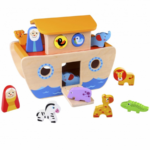 TOOKY TOY Wooden Ark Shape Sorter – 18 pcs TKC304 سفينة خشبية تعليمية لفرز الأشكال – 18 قطعة