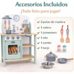 ⁦TOOKY TOY Wooden Children's Kitchen – TJ250 توكي توي – مطبخ أطفال خشبي للعب التخيلي⁩ - الصورة ⁦6⁩