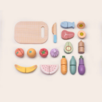 ⁦TOOKY TOY Wooden Cutting Food Set TJ537N – مجموعة تقطيع الطعام الخشبية⁩ - الصورة ⁦3⁩