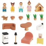 ⁦TOOKY TOY Wooden Dollhouse with Accessories & Family – 20 Pcs TP548 توكي توي – بيت دمى خشبي مع إكسسوارات وعائلة – 20 قطعة⁩ - الصورة ⁦4⁩
