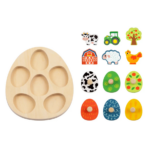 ⁦TOOKY TOY Wooden Farm Egg Matching Puzzle – 13 Pieces – HP141 لغز البيض الخشبي للمطابقة – المزرعة 13 قطعة⁩ - الصورة ⁦2⁩