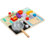 TOOKY TOY Wooden Kitchen Play Set TJ453 – طقم المطبخ الخشبي التفاعلي من توكي توي