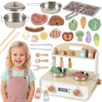 TOOKY TOY Wooden Kitchen with Grill TP547 – مطبخ الأطفال الخشبي مع الشواية