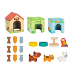 ⁦TOOKY TOY Wooden Pet Home Set – HP060 مجموعة بيوت الحيوانات الخشبية منزل الحيوانات الأليفة⁩ - الصورة ⁦2⁩