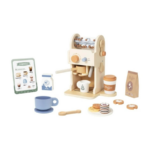 TOOKY TOY Wooden Pretend Play Coffee Machine Set – TP546 ماكينة القهوة الخشبية للعب التخيلي مع الإكسسوارات